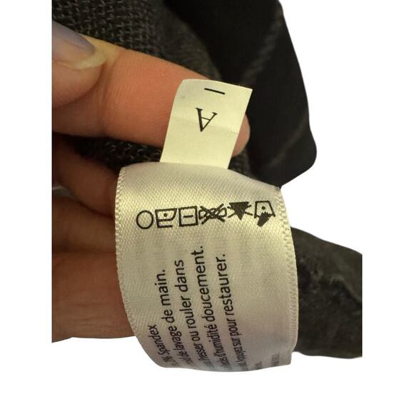 Eileen Fisher XS Open Front Cardigan Jacket black gray Windowpane Check Linen bl - Picture 7 of 11